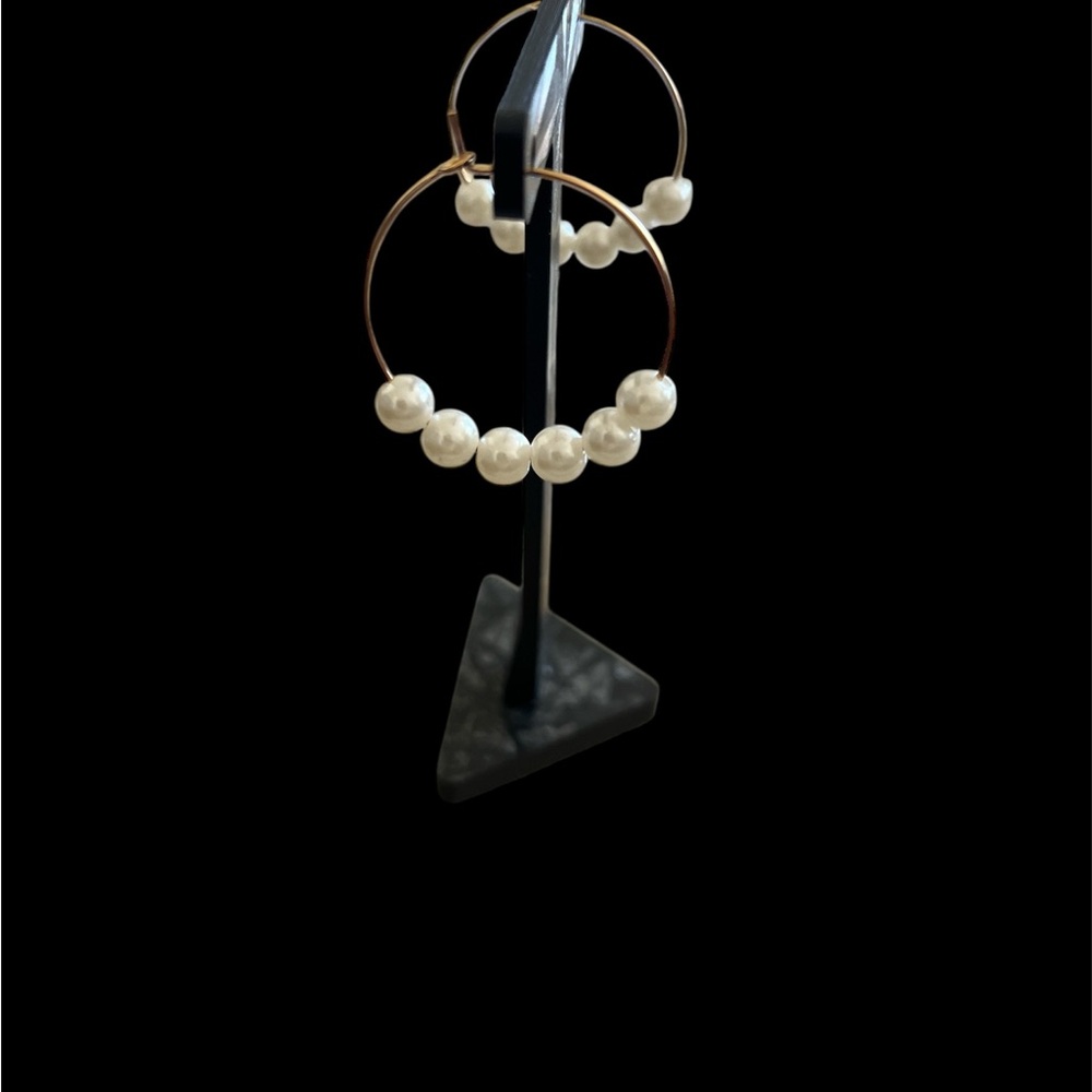 Gold Pearl Hoop Earrings